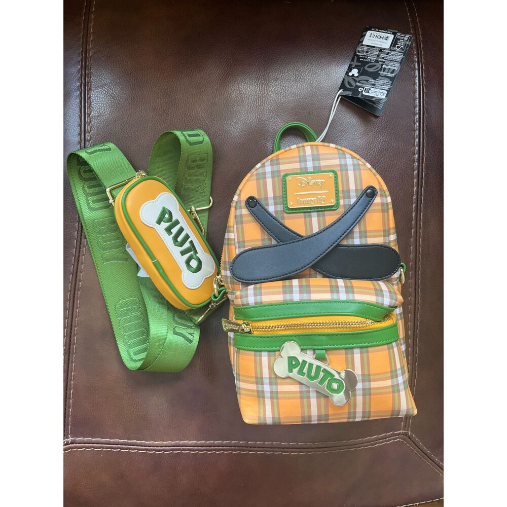 Loungefly Disney Pluto 95th Anniversary Plaid Mini Backpack + Matching Wallet